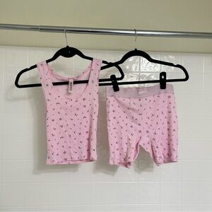 Pink Rosebud Skims Bridal Collection Cotton Rib Set